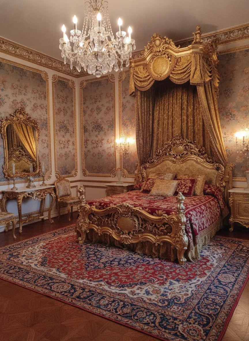 AI-дизайн спальни в стиле Классика, пример 12. Дизайн спальни — Классика, пример 12, создан в приложении U-Deco