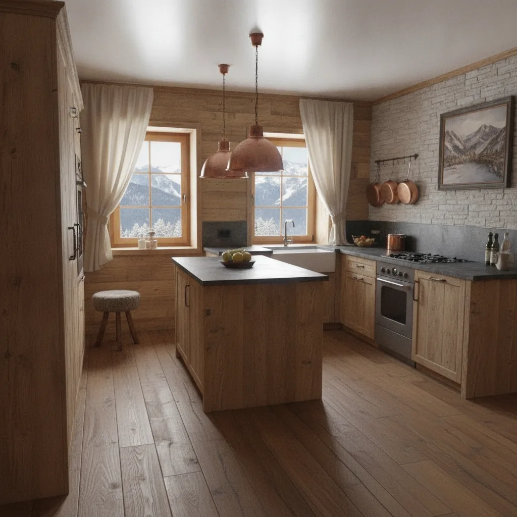 AI-дизайн кухни в стиле Джапанди, пример 39. Дизайн кухни — Джапанди, пример 39, создан в приложении U-Deco